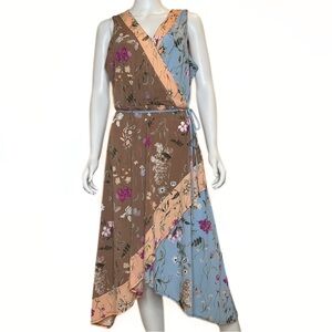 C Est 1946 Full Bloom Floral Asymmetrical Jagged Hem Dress Women SZ L Boho Fairy